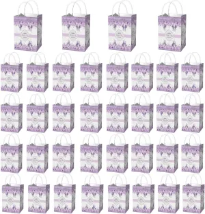 48 Pcs Mother's Gift Bags Happy Mother's Day Candy Bags with Handles Purple Floral Design Paper Gift Pouch for Women Valentine Anniversary Birthday Party Goodies Treat Box 3.15×5.9×11 Inch