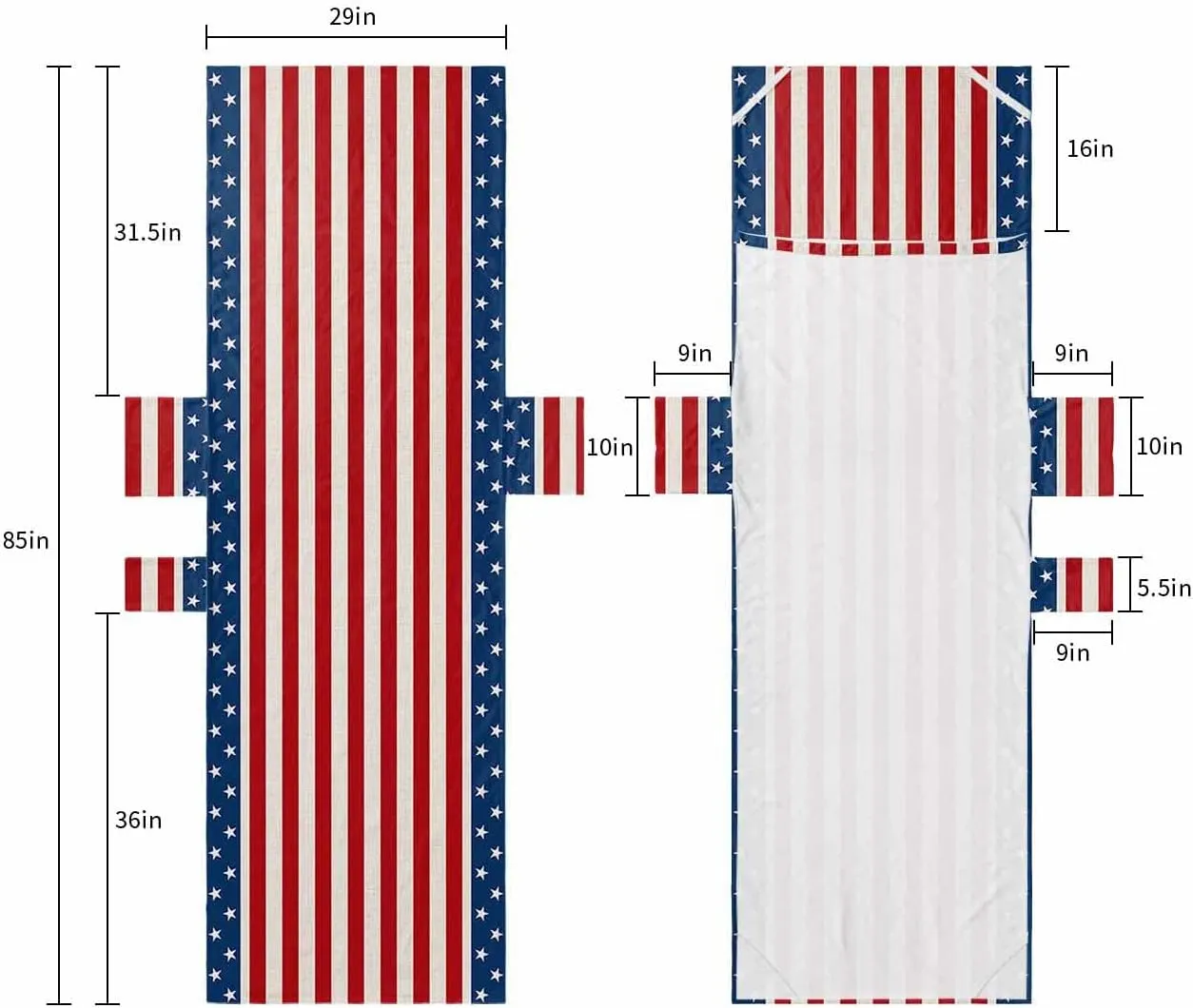 4th of July Red Chaise Lounger Cover with Pockets, Pool Lounge Chair Covers 85"x29", Blue Independence Day Striped Star Microfiber Beach Chair Cover for Outdoor Patio Sunbathing