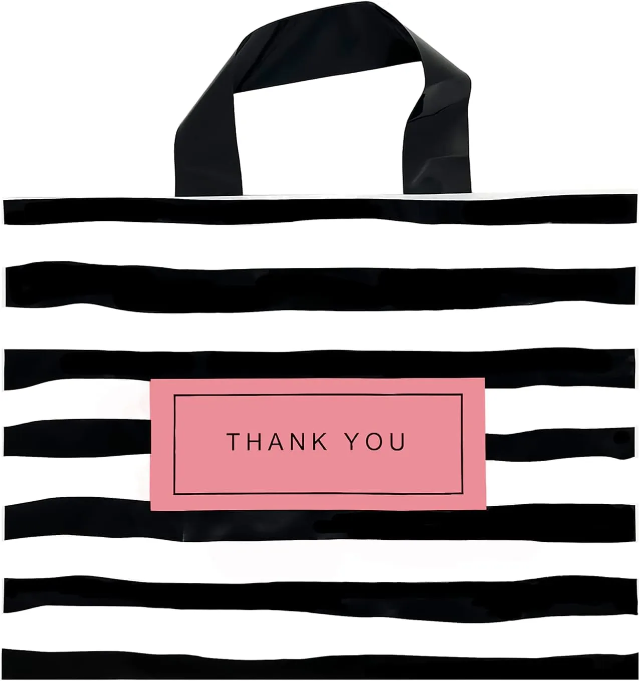 50 Count 9" x 12" Thank You Bags, Shopping and Merchandise Plastic Boutique Bags With Handles for Customers, Parties, Favors, Goodies - 2.76 Mil