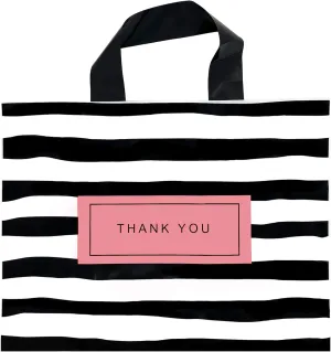 50 Count 9" x 12" Thank You Bags, Shopping and Merchandise Plastic Boutique Bags With Handles for Customers, Parties, Favors, Goodies - 2.76 Mil