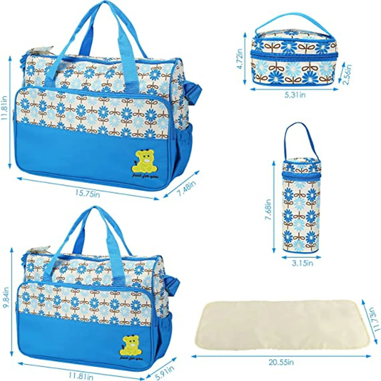 5PCS Baby Nappy Diaper Bags Set Mummy Diaper Shoulder Bags