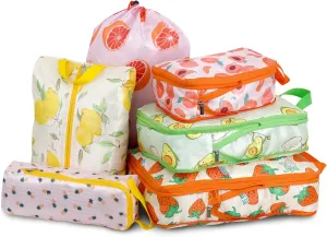 6 Pcs Compression Packing Cubes for Travel Suitcases, Luggage Organizer Nylon Washable Storage Bags Set - Packaging Cubes for Backpack Travel Perfect for Women Clothes Carry-Ons and Storage