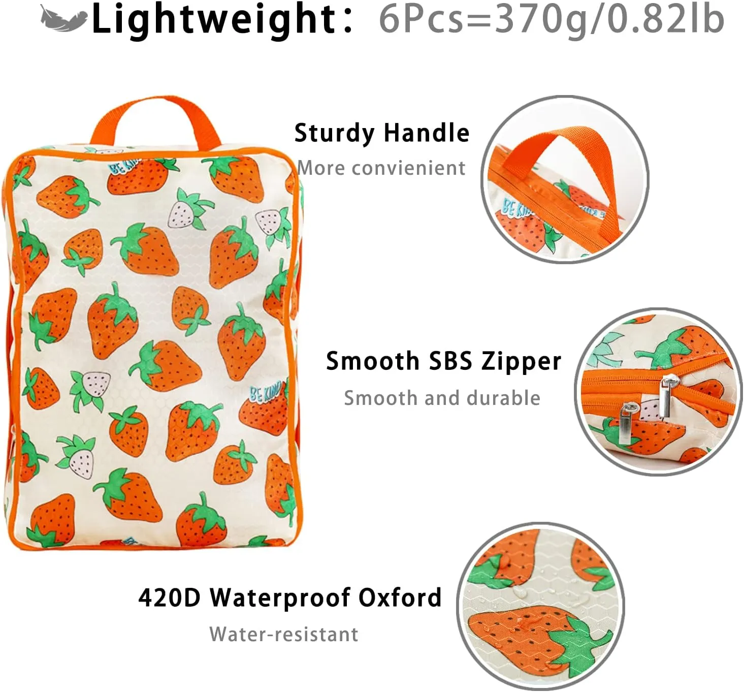 6 Pcs Compression Packing Cubes for Travel Suitcases, Luggage Organizer Nylon Washable Storage Bags Set - Packaging Cubes for Backpack Travel Perfect for Women Clothes Carry-Ons and Storage