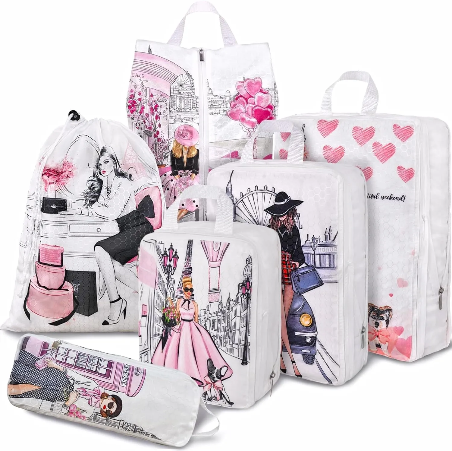 6 Set Compression Packing Cubes Compressed Storage Bags for Carry on Suitcases Packaging Luggage Bags Organizers for Travel