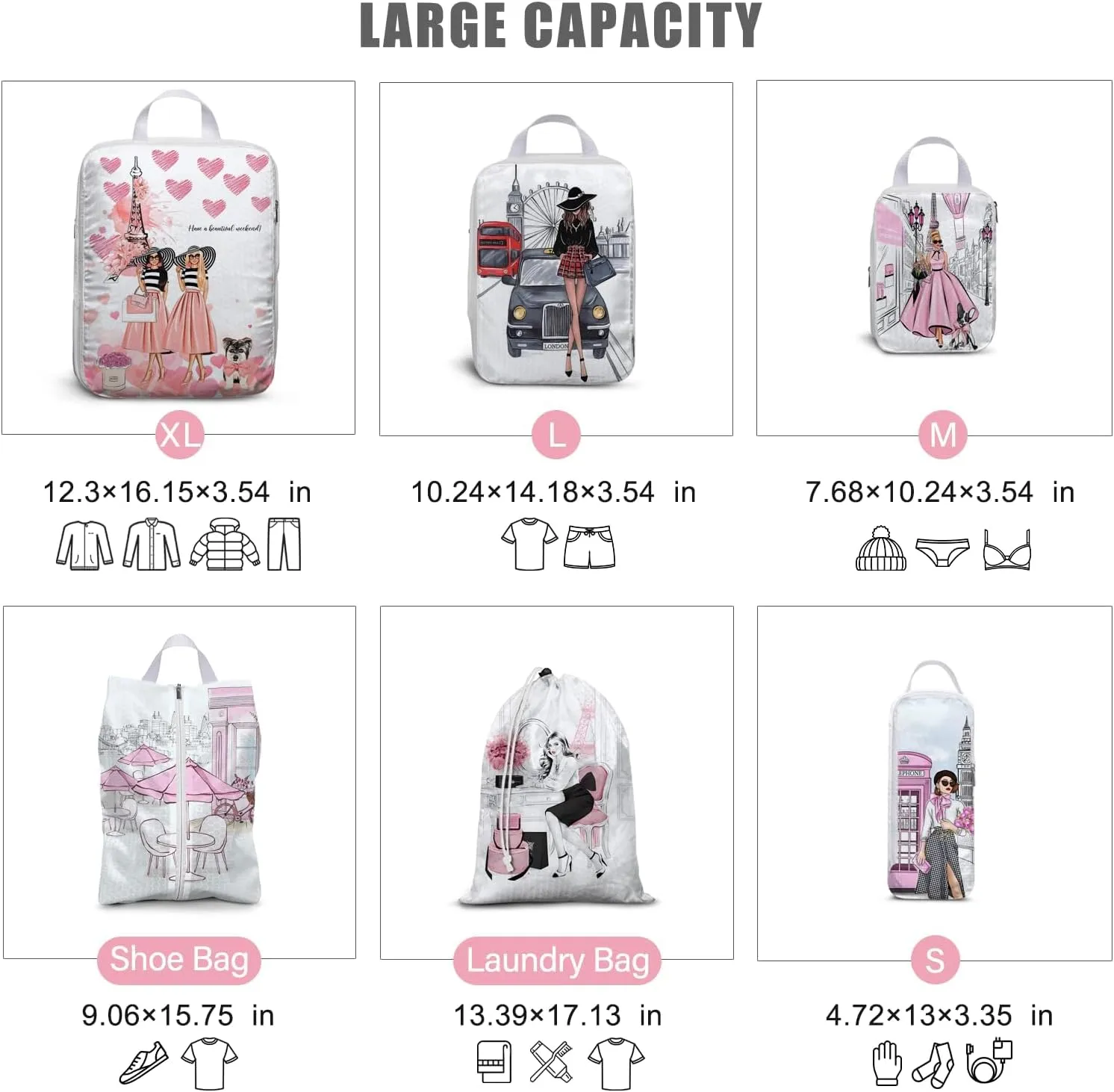6 Set Compression Packing Cubes Compressed Storage Bags for Carry on Suitcases Packaging Luggage Bags Organizers for Travel