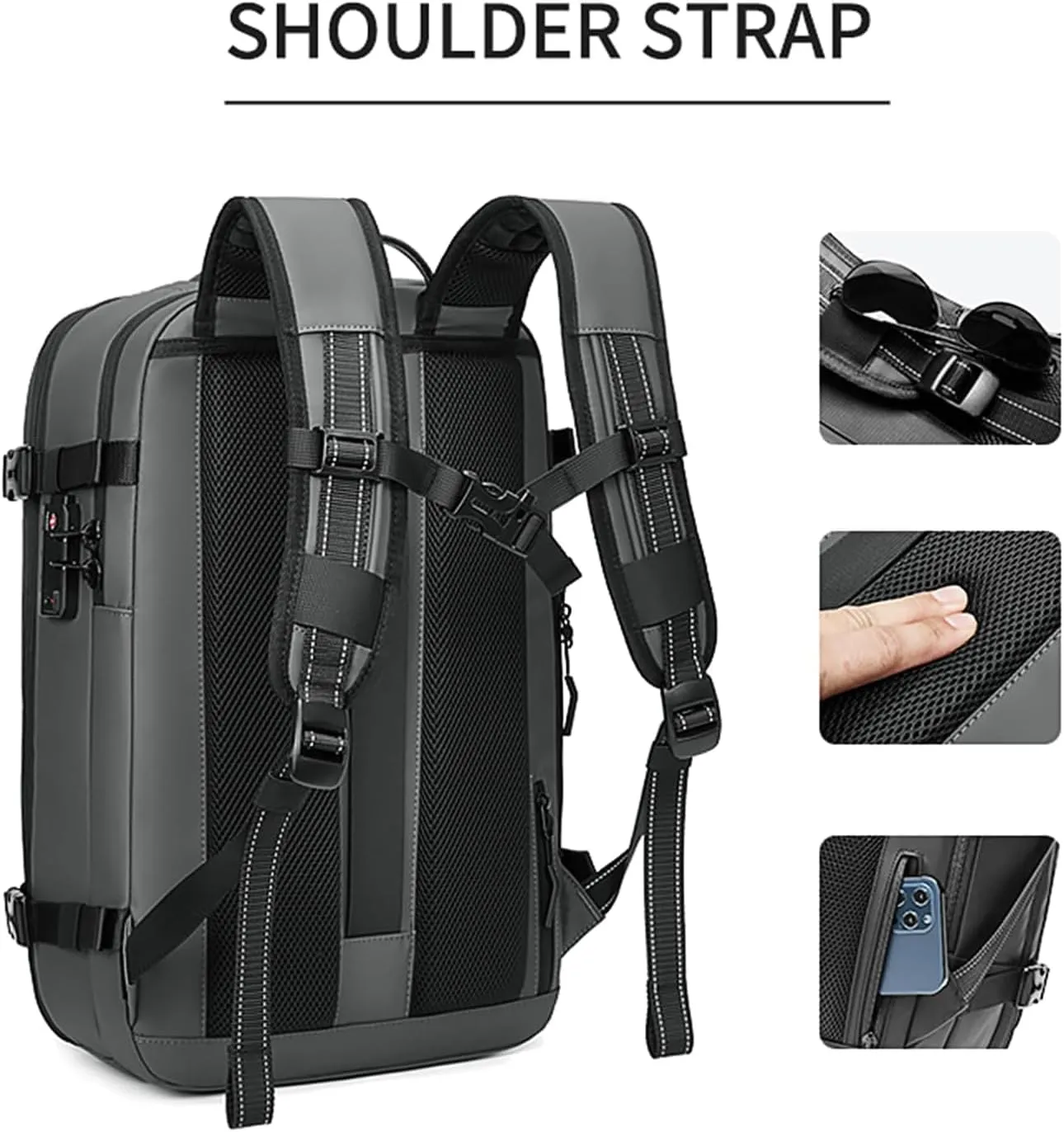 60L Airback Backpacks Expandable Travel Backpack Vacuum Compression Carry on BackPack Anti-theft Waterproof 17inch Laptop Bag