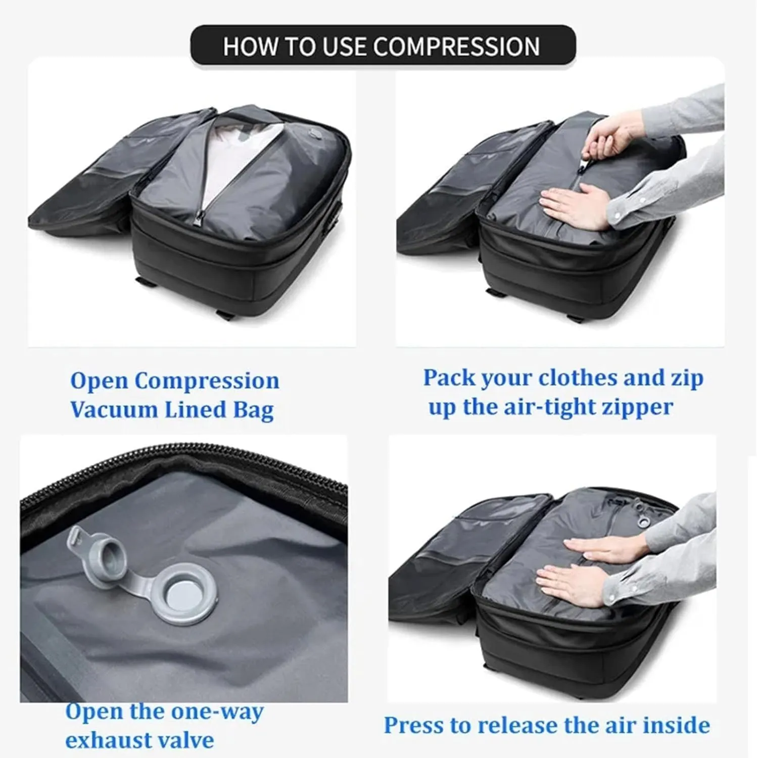 60L Voyage Vac Backpack,Expandable Vacuum Seal Travel Backpack Tsa Lock,Waterproof Anti Theft Vacuum Compression Backpacks (Green-with Air Pump)