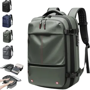 60L Voyage Vac Backpack,Expandable Vacuum Seal Travel Backpack Tsa Lock,Waterproof Anti Theft Vacuum Compression Backpacks (Green-with Air Pump)