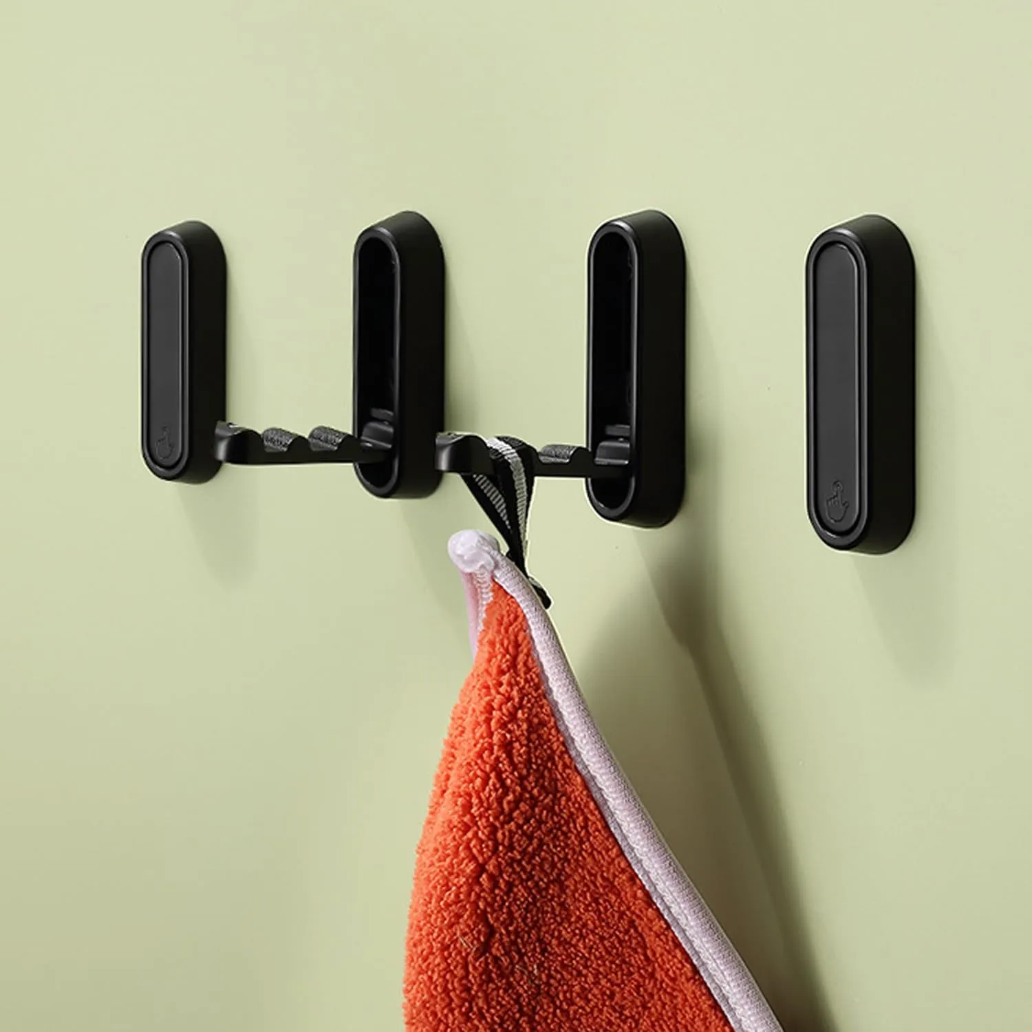 6PCS Foldable Invisible Hook Zinc Alloy Bathroom Wall Hook Retractable for Closet Scarf Hat Robe Key Purse Bag Folding Hooks Minimalist Style (Black)