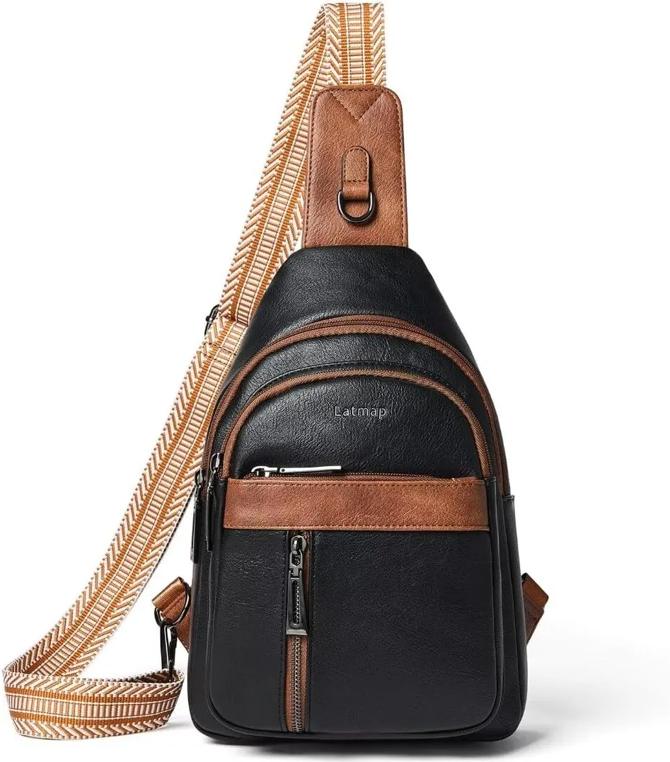 7L Sling Bag For Women Men Backpack Fanny Pack Crossbody Chest Travel Shoulder Belt Bags Purse Handbag PU Leather