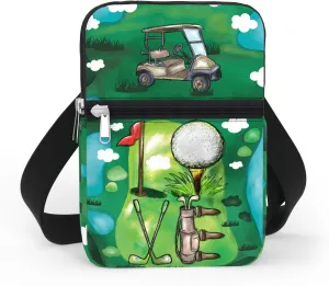 84hoods Crossbody Phone Bag with Adjustable Long Strap Gift for Golf Players Lovers. Small Waterproof Cell Phone Purse Gift for Women. Green Love.