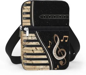 84hoods Crossbody Phone Bag with Adjustable Long Strap Gift for Piano Player Teacher Lover. Small Waterproof Cell Phone Purse Gift for Women. Vintage Music Sheet.