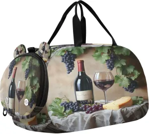 A Bottle Of Red Wine Kids Overnight Sports Duffel Bags with Shoe Compartment & Wet Pocket Travel Sport Gym Bag for Girls Boys