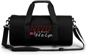 A Little Lipstick Always Helps Gym Bag Workout Sports Bag Lightweight Tote Duffel Bag Travel Weekender Bag for Women Men