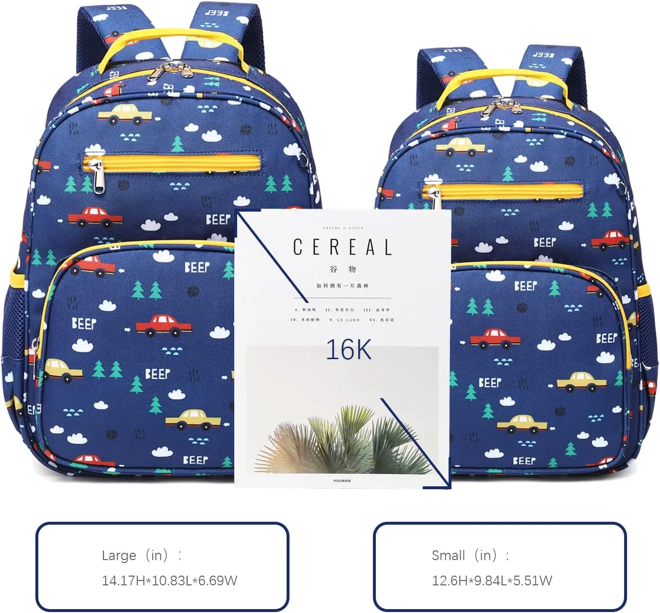 abshoo Car Backpack for Kid Little Small Boys Bookbag Preschool Toddler Backpack (Car)