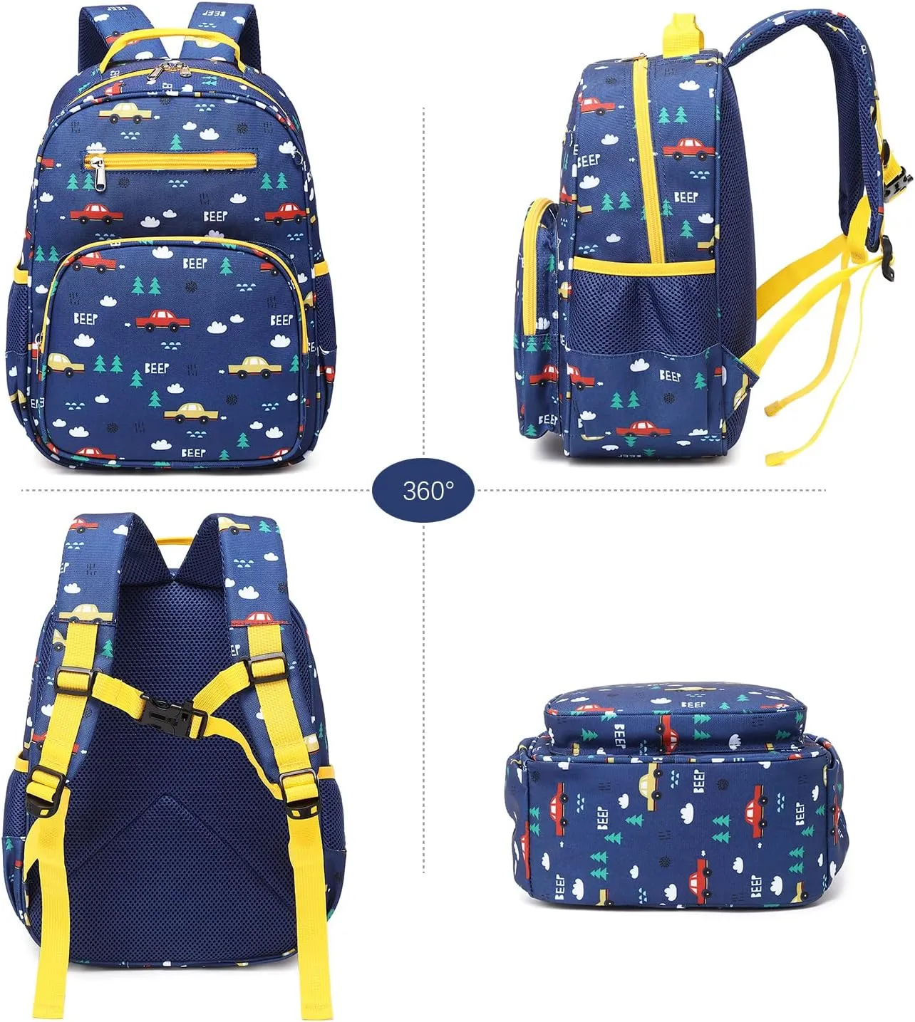 abshoo Car Backpack for Kid Little Small Boys Bookbag Preschool Toddler Backpack (Car)