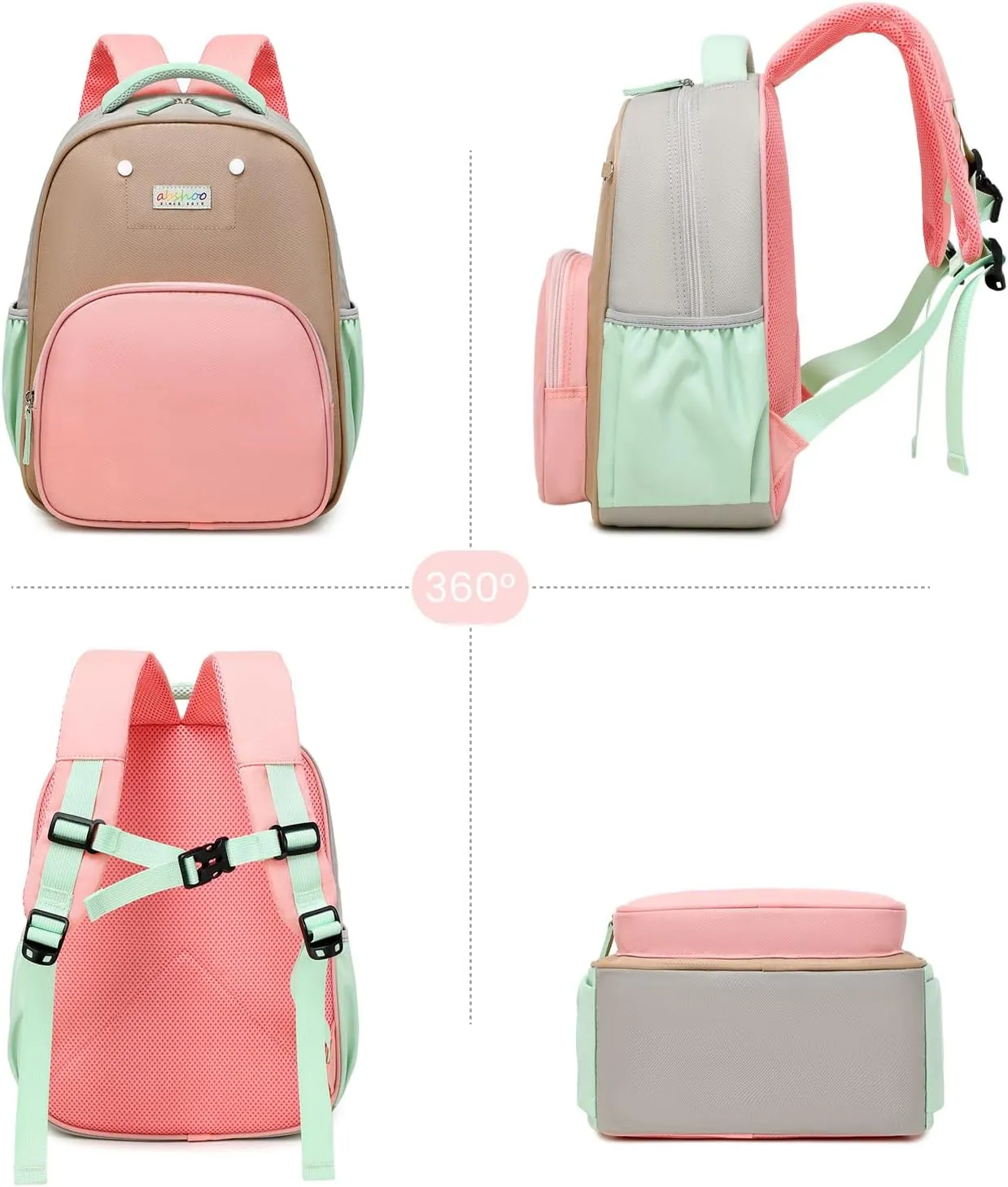 abshoo Cute Preschool backpacks for Girls School Bookbag Kindergarten Backpack for Kids 4-8 (Pink and Brown)