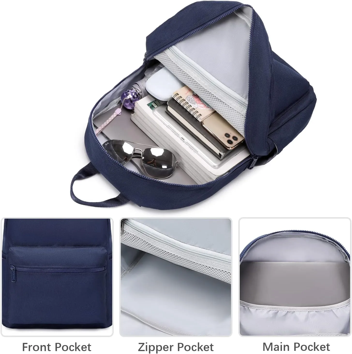 Abshoo Lightweight Backpack for School Classic Basic Water Resistant Casual Daypack Plain Bookbag (Navy)