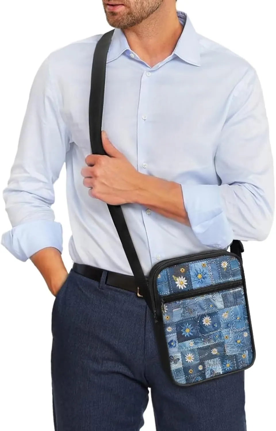 Abstract Jean Compact Small Messenger Bag Crossbody Purse with Adjustable Strap for Women Men Artists Painters Great for Daily Working Traveling Lightweight Fashion Cell Phone Purses Wallet Bags