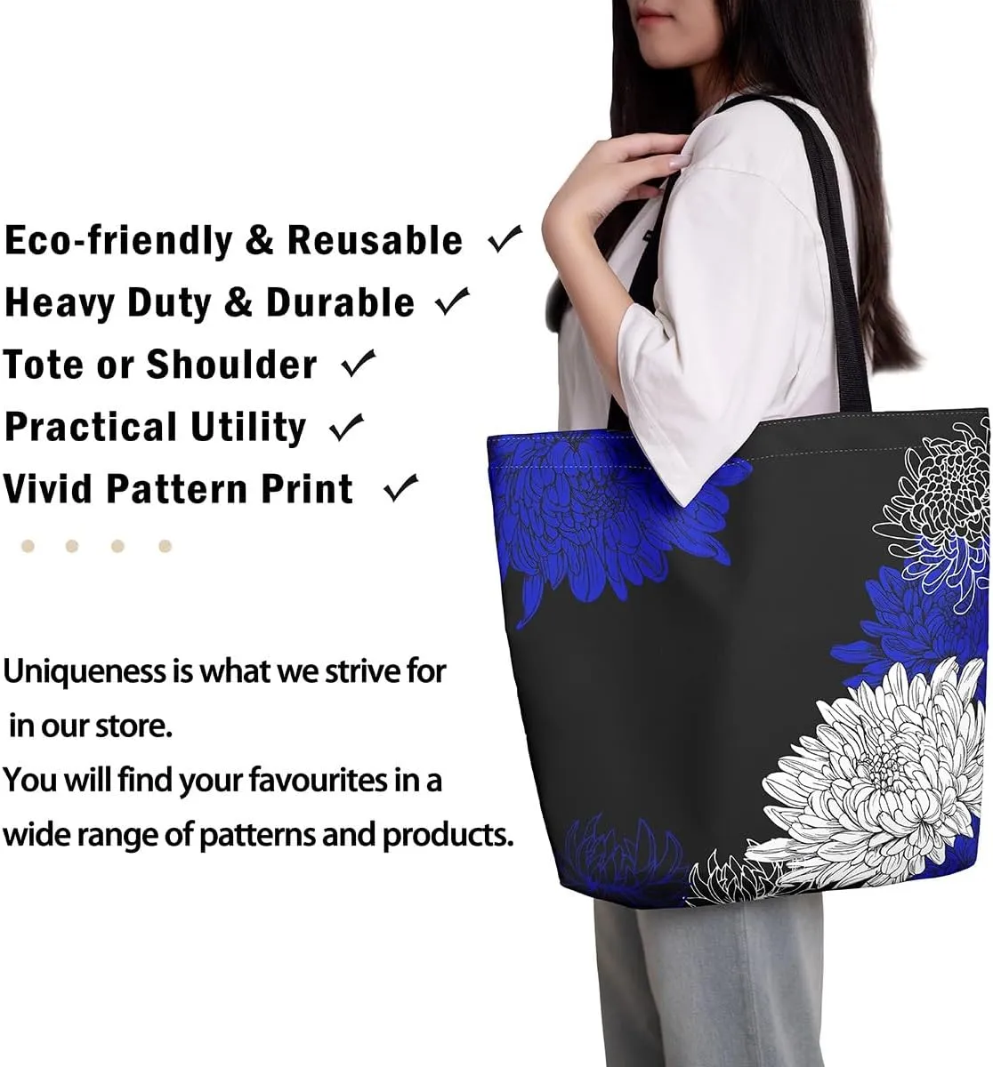 Abstract Marble Canvas Tote Bag for Women Girls,Purple Glitter Marble Reusable Grocery Handbag,Shopping,Beach & Daily Use