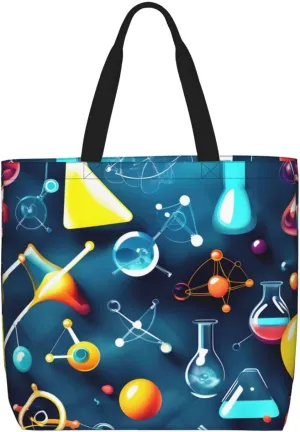 Abstract Science Chemistry Print Tote Bag For Women Shoulde Bag Handbag Reusable Grocery Bags For Office,Shopping,Travel