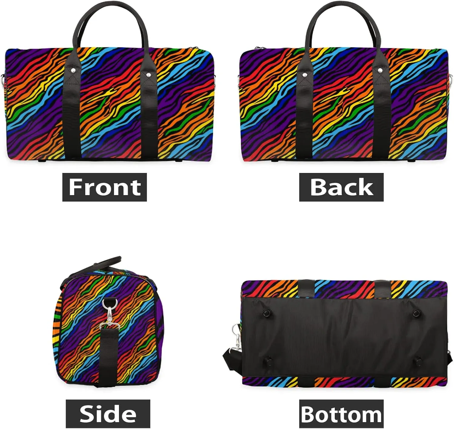 Abstract Stripe Travel Duffle Bag, Weekender Bags for Women Men, Carry on Overnight Bag Waterproof Gym Bags, Hospital Bag for Labor and Delivery