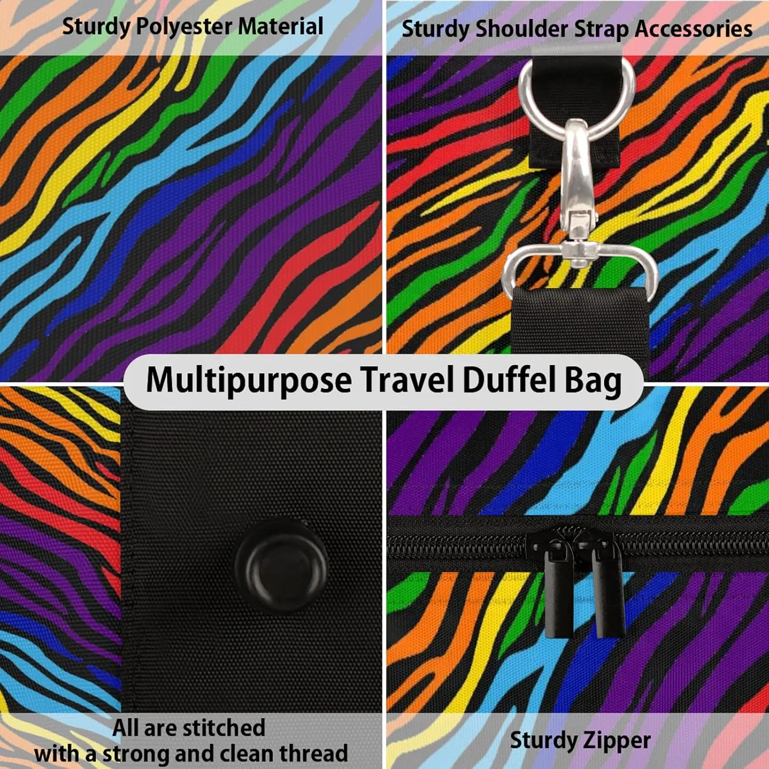 Abstract Stripe Travel Duffle Bag, Weekender Bags for Women Men, Carry on Overnight Bag Waterproof Gym Bags, Hospital Bag for Labor and Delivery