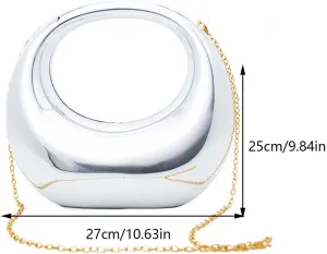 Acrylic Clutch Purse for Women Y2k Top-handle Moon Hobo Bag with Detachable Chain Strap for Wedding Party Cocktail