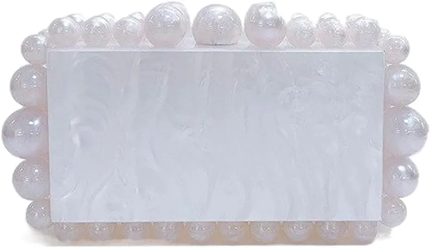 Acrylic Evening Handbag Beads Bag For Women Graceful Shoulder Bag Satchel Marble Clutch Purses for Wedding Party