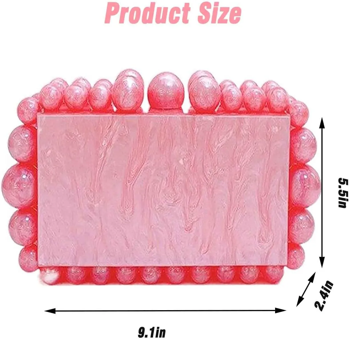 Acrylic Evening Handbag Pearl Women's Clutch Shoulder Bag Crossbody Bag Square Box Wedding Cocktail Party Prom