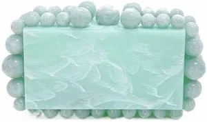 Acrylic Evening Handbag Pearl Women's Clutch Shoulder Bag Crossbody Bag Square Box Wedding Cocktail Party Prom