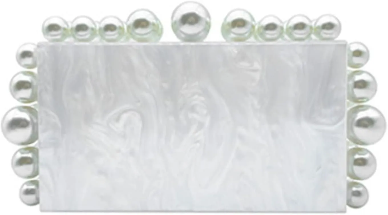 Acrylic Evening Handbag Pearl Women's Clutch Shoulder Bag Crossbody Bag Square Box Wedding Cocktail Party Prom