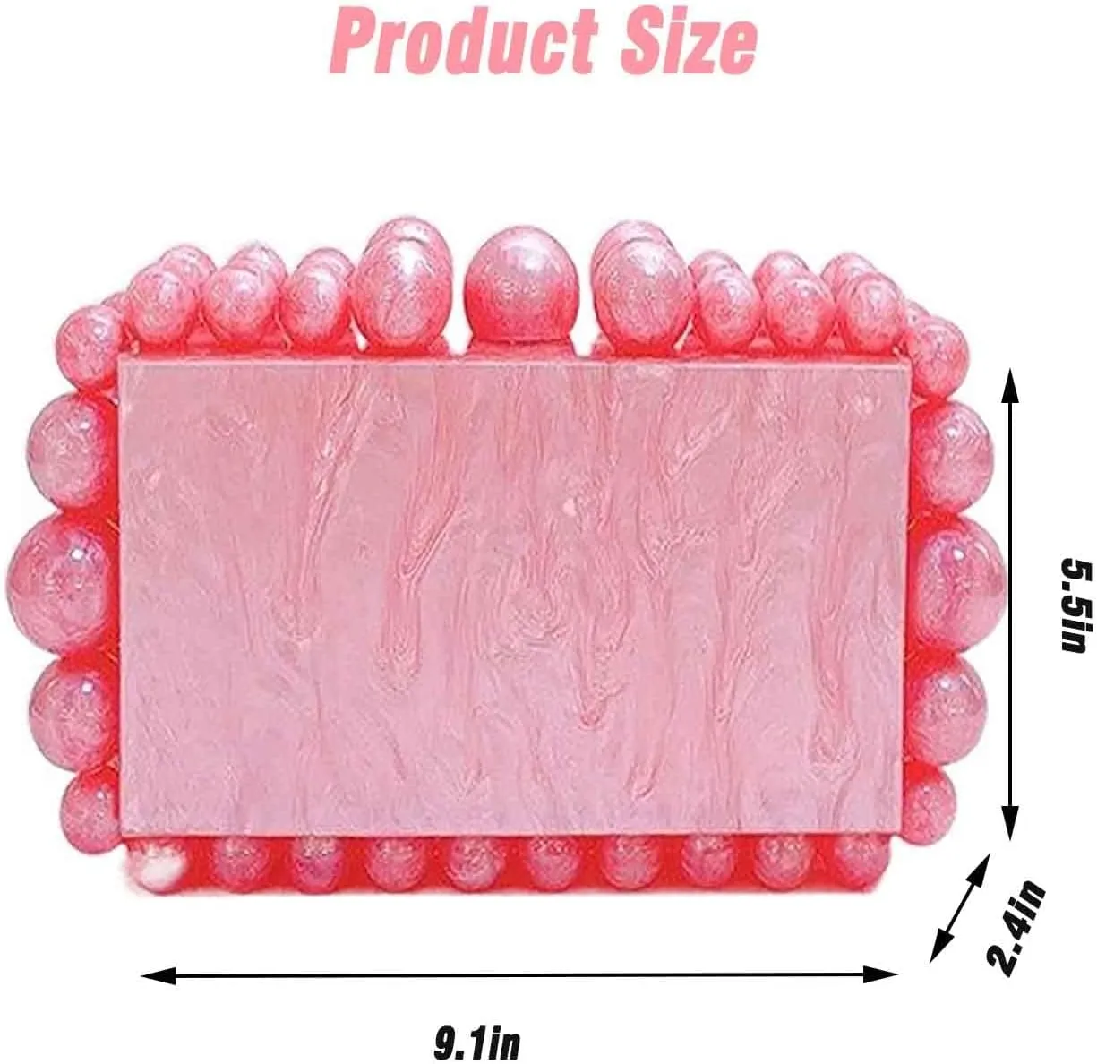 Acrylic Evening Handbag Pearl Women's Clutch Shoulder Bag Crossbody Bag Square Box Wedding Cocktail Party Prom