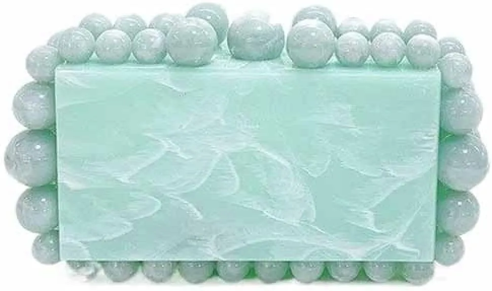 Acrylic Evening Handbag Pearl Women's Clutch Shoulder Bag Crossbody Bag Square Box Wedding Cocktail Party Prom