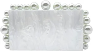 Acrylic Evening Handbag Pearl Women's Clutch Shoulder Bag Crossbody Bag Square Box Wedding Cocktail Party Prom