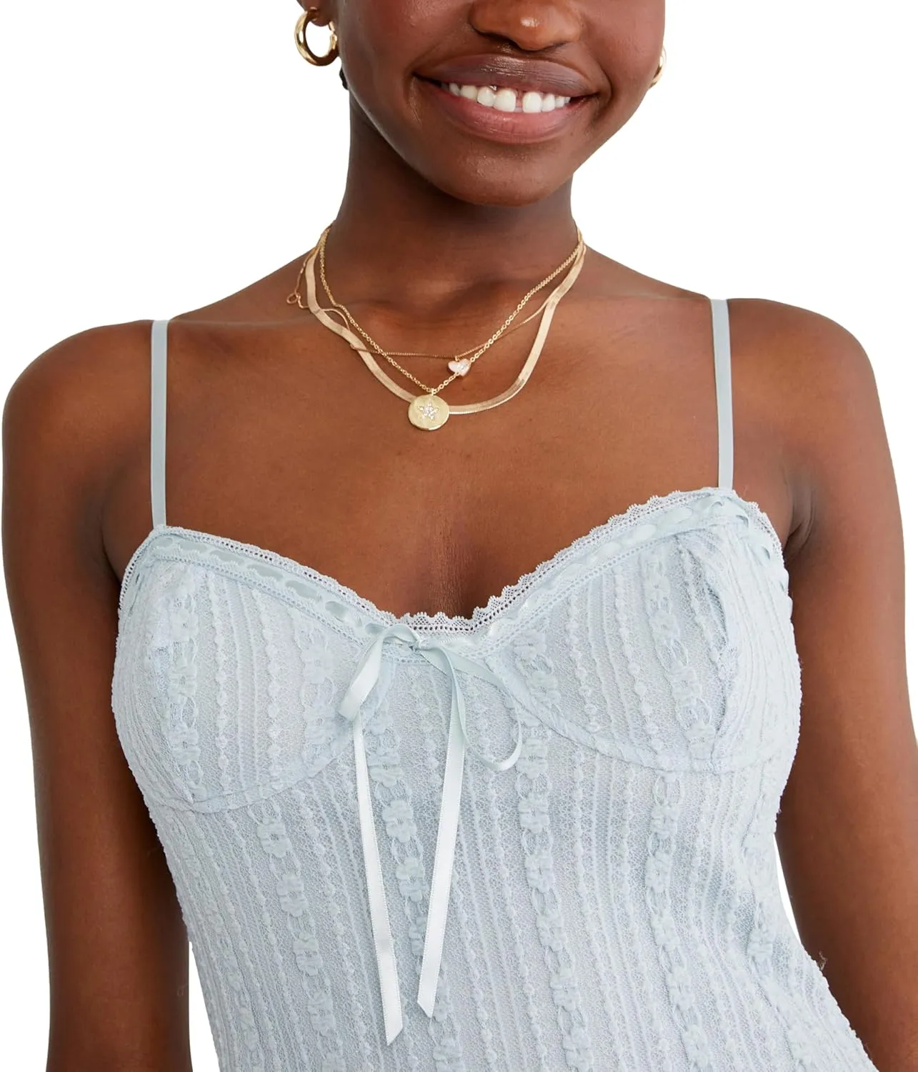 AEROPOSTALE Women's Floral Lace Trim Dress with Removable Strap