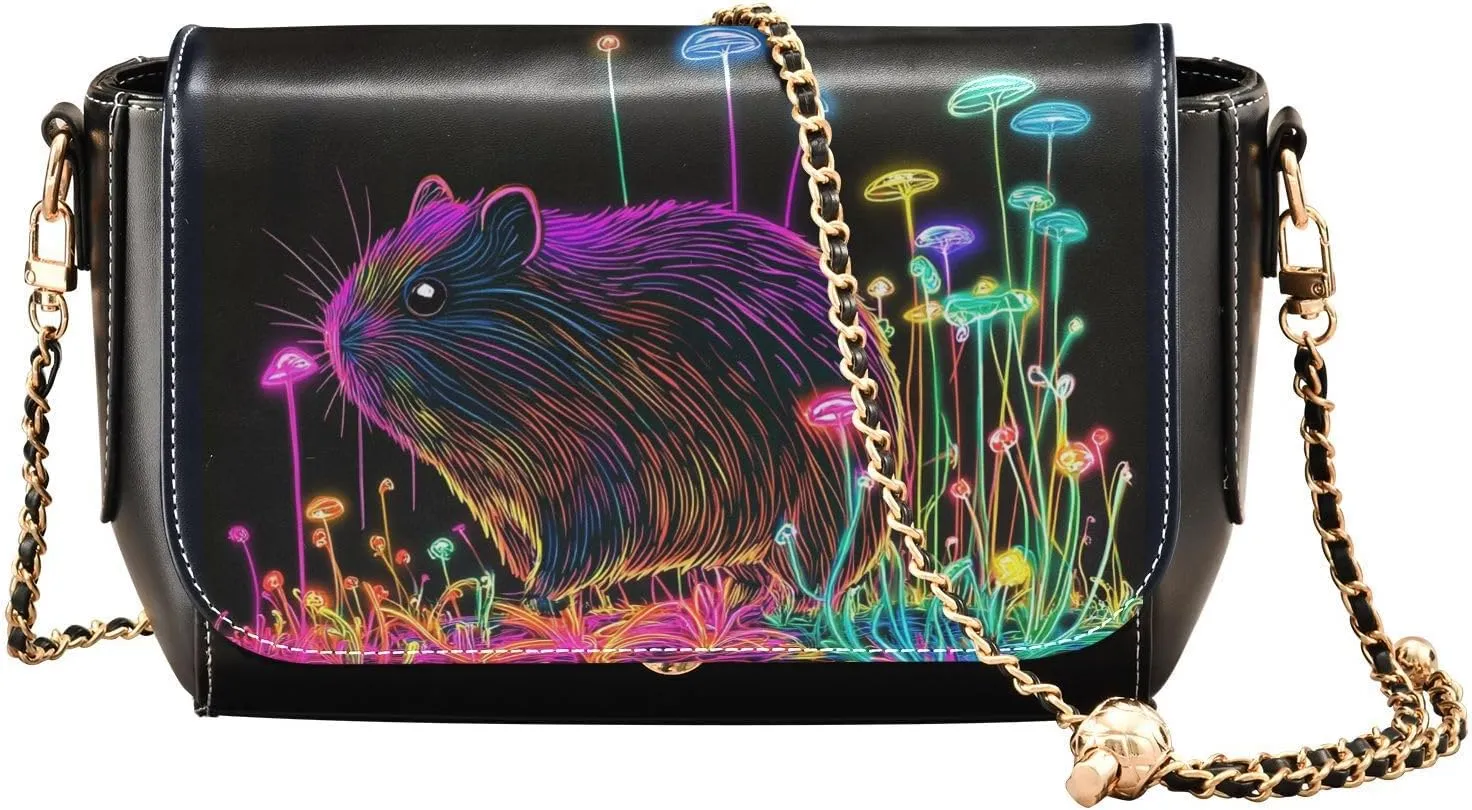 Aesthetic Guinea Pig Womens Purses Crossbody Women Leather Handbags with Adjustable Strap Over Shoulder Bag