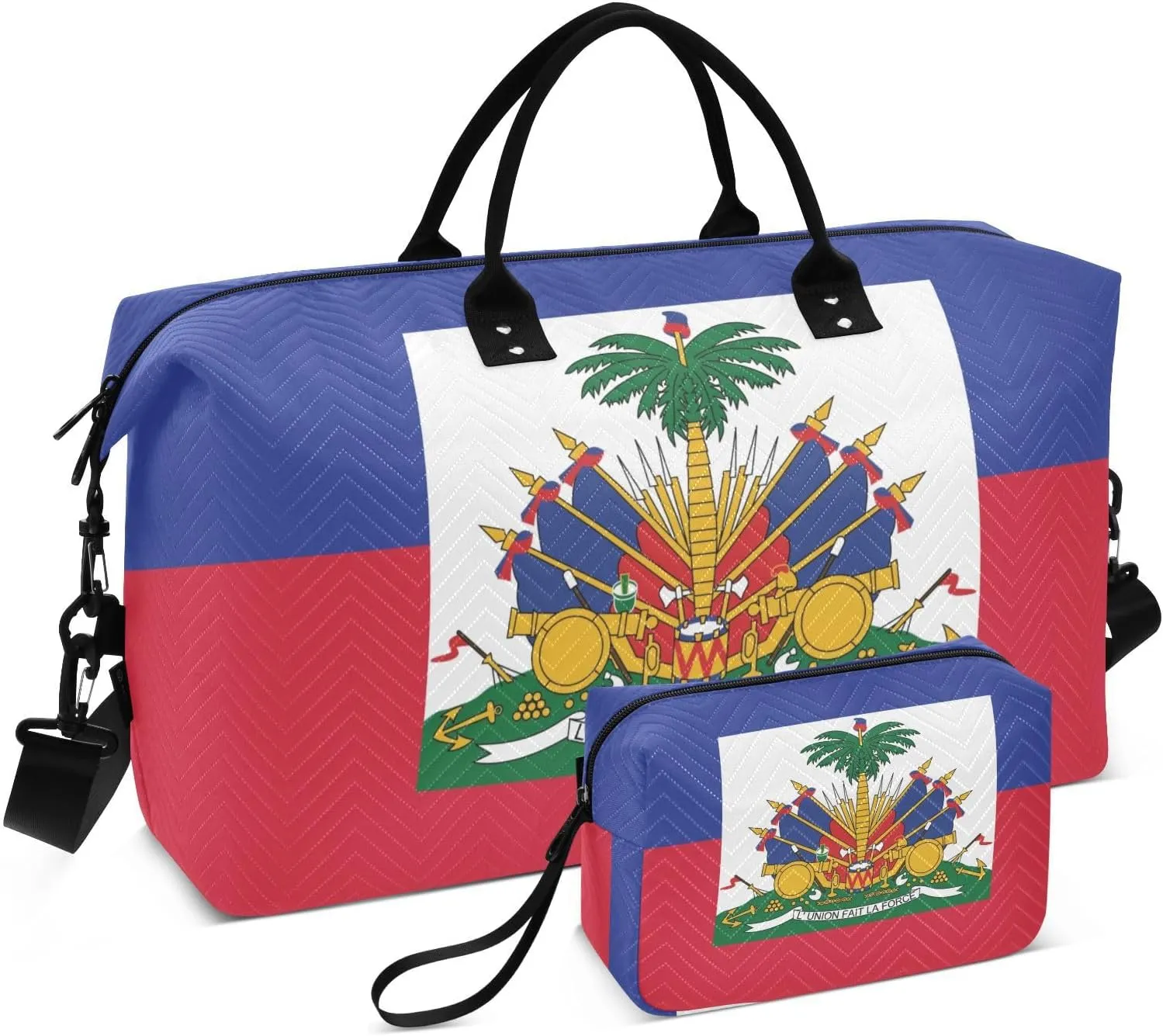 Aflyko Travel Duffel Bag Haiti Flag Sport Tote Gym Bag Weekender Overnight Bag for Men Women Flight Approved Carry On Bag Fitness Dance Go-To Bag Daily Bag