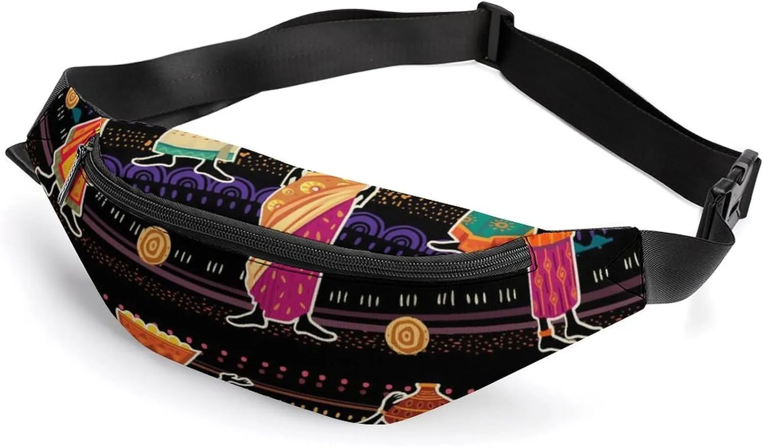African Women Black Girls Crossbody Fanny Pack Waist Packs Adjustable Shoulder Bags Sling Bag for Hiking Running Cycling
