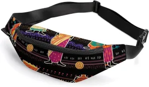 African Women Black Girls Crossbody Fanny Pack Waist Packs Adjustable Shoulder Bags Sling Bag for Hiking Running Cycling