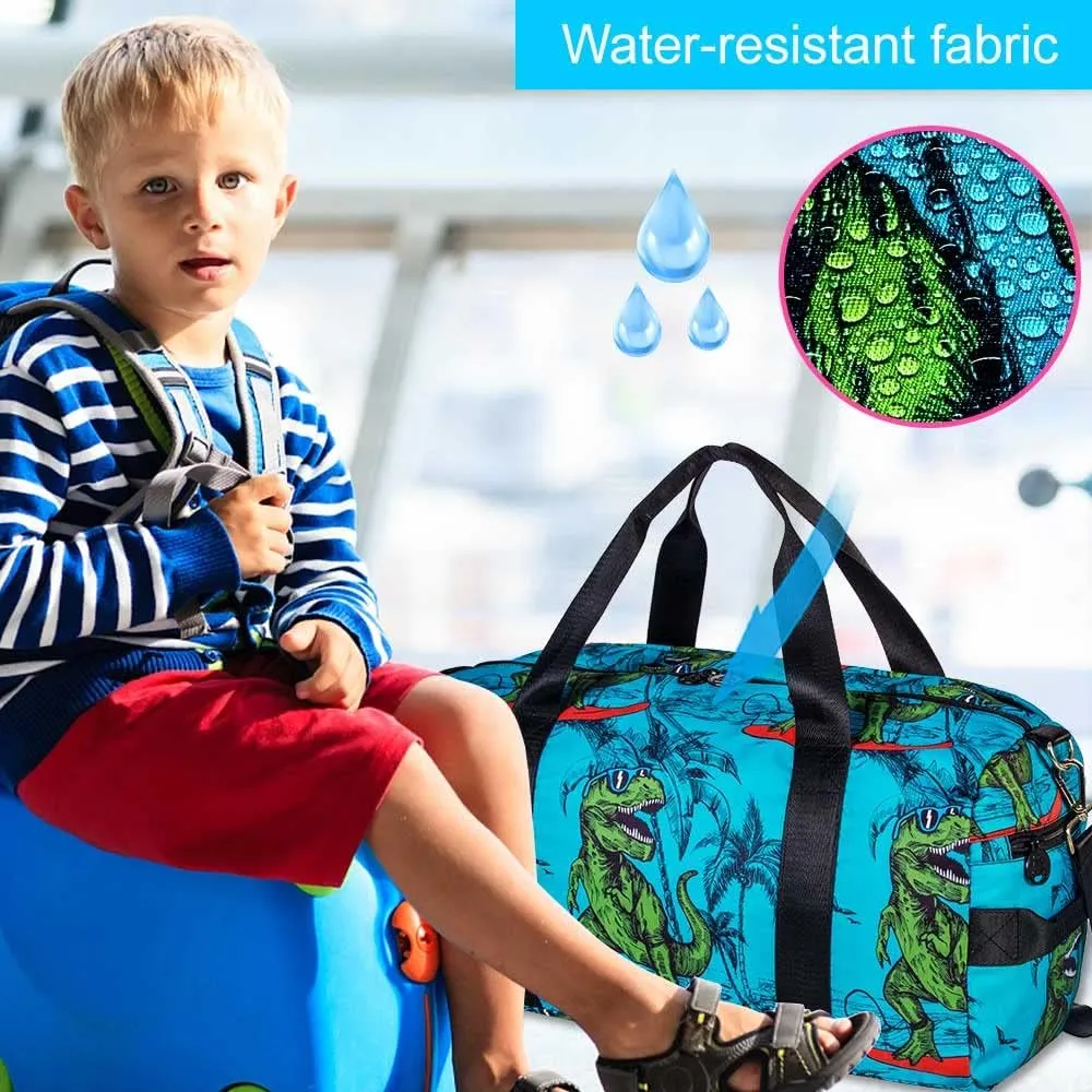 AGSDON Dance Ballet Bags for Girls, Kids Duffle Gym Bag Travel with Shoe Compartments Sports Ballet Bag Teens Weekender Sleepover Carry On Bag Unicorn/Dinosaur