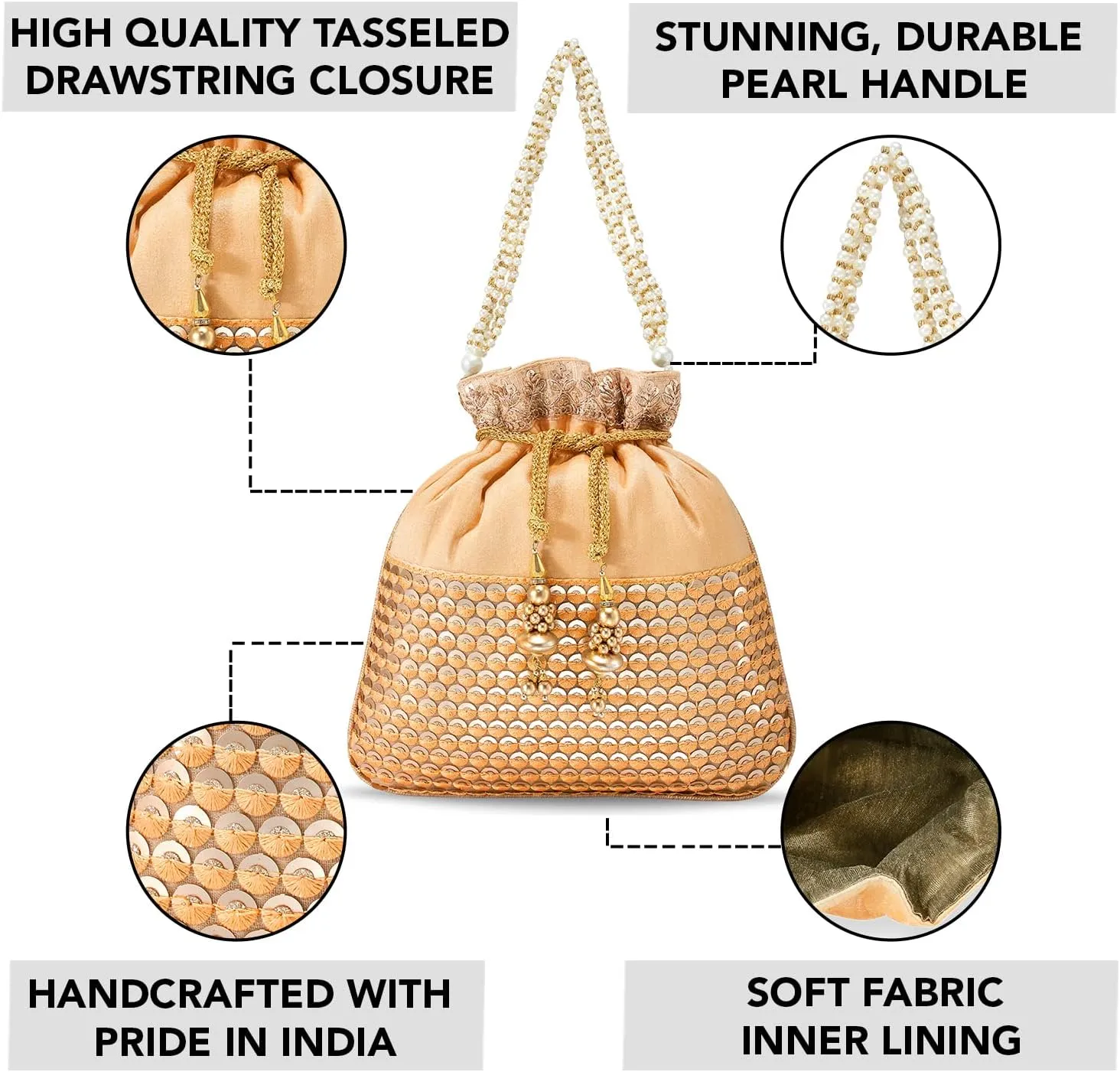 Aheli Ethnic Potli Bag Gift for Women Handmade Purse Evening Handbags Stylish Bridal Fashion Clutch Bag Gift