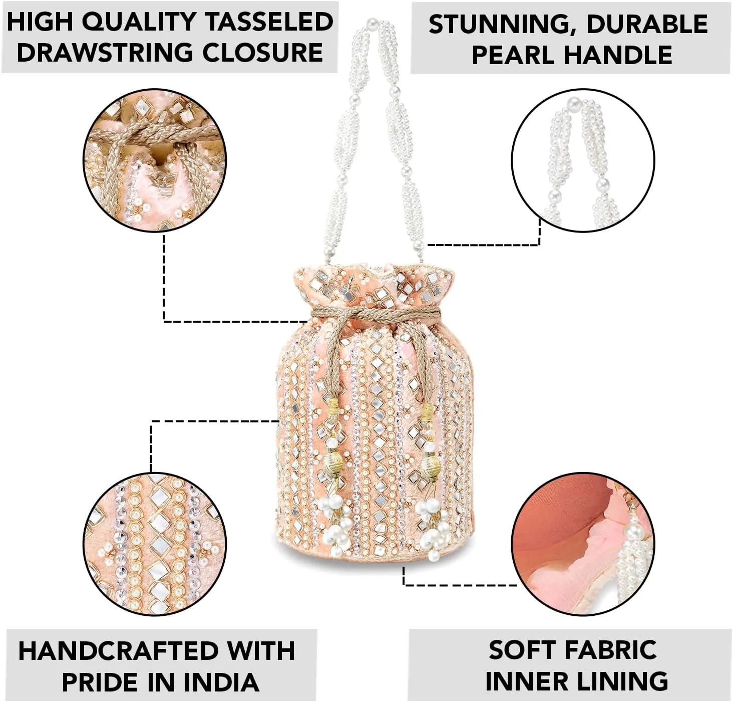 Aheli Indian Potli Bags Gift for Women Evening Bag Clutch Ethnic Bride Purse with Drawstring