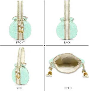 Aheli Potli Bags Gift for Women Evening Bag Clutch Ethnic Bride Purse with Drawstring