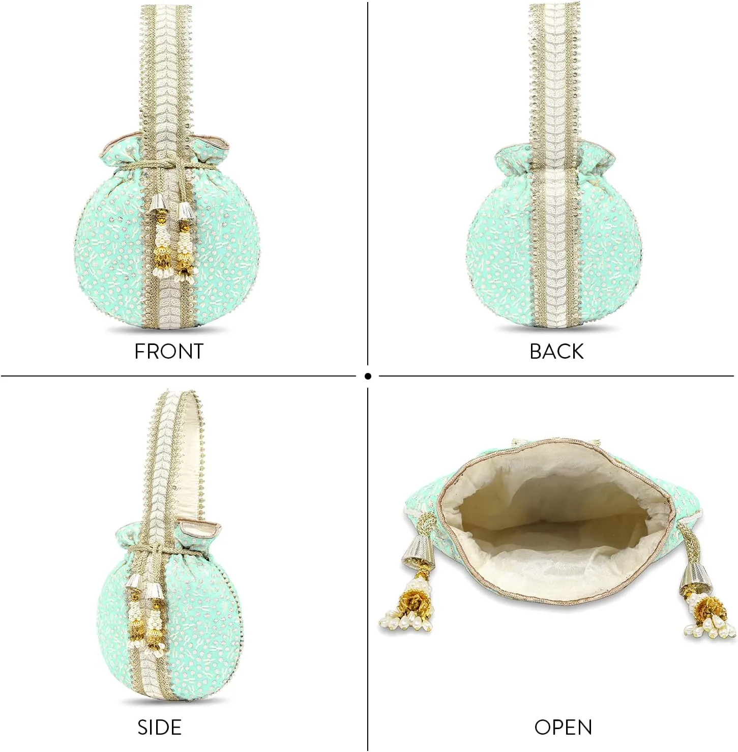 Aheli Potli Bags Gift for Women Evening Bag Clutch Ethnic Bride Purse with Drawstring