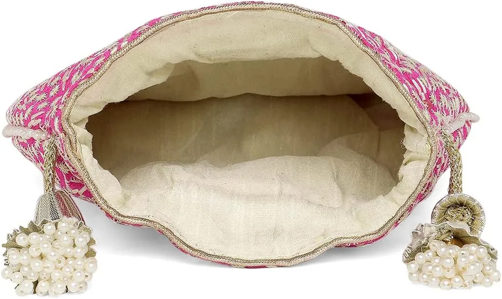 Aheli Potli Bags Gift for Women Evening Bag Clutch Ethnic Bride Purse with Drawstring