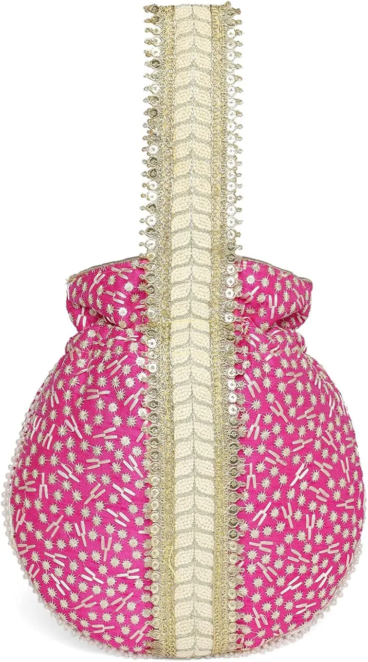 Aheli Potli Bags Gift for Women Evening Bag Clutch Ethnic Bride Purse with Drawstring