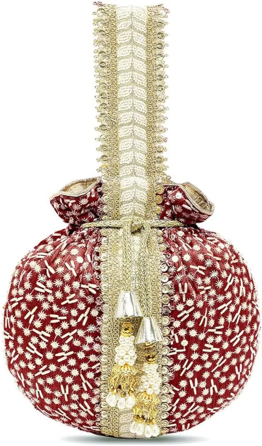 Aheli Potli Bags Gift for Women Evening Bag Clutch Ethnic Bride Purse with Drawstring