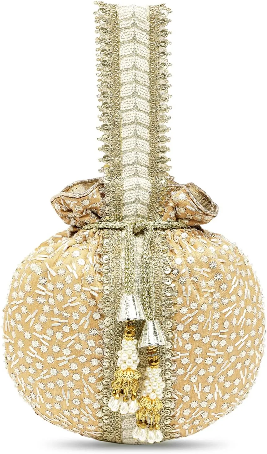 Aheli Potli Bags Gift for Women Evening Bag Clutch Ethnic Bride Purse with Drawstring