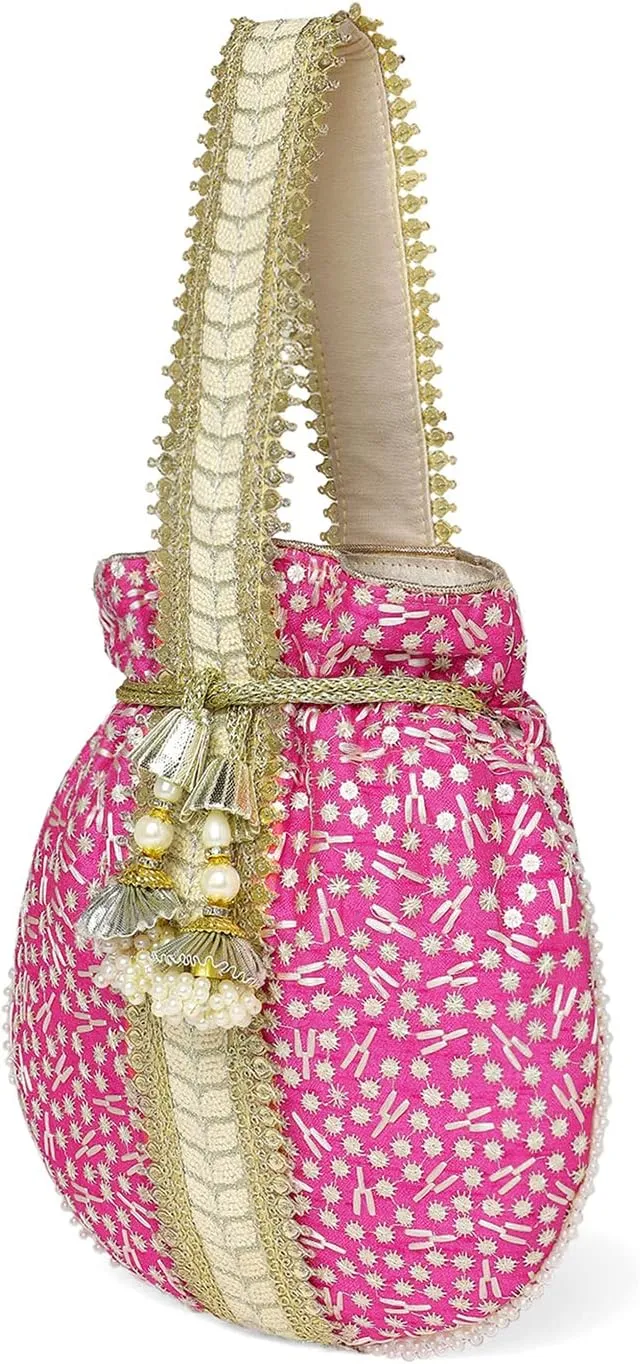 Aheli Potli Bags Gift for Women Evening Bag Clutch Ethnic Bride Purse with Drawstring